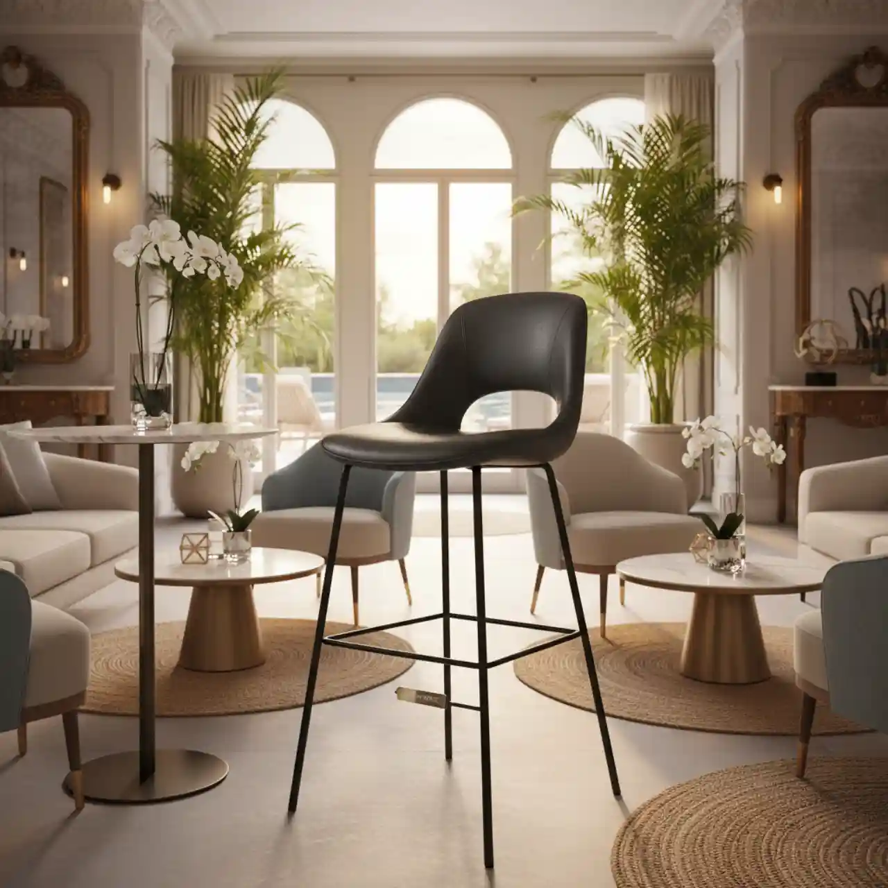 Стул барный черный экокожа Комфорт