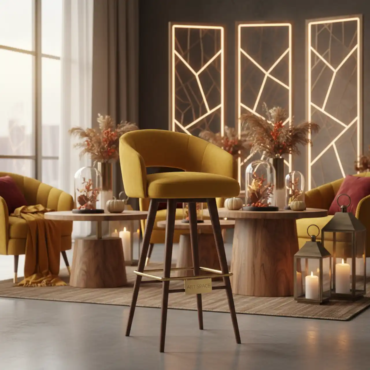 Стул Лион полубарный желтый