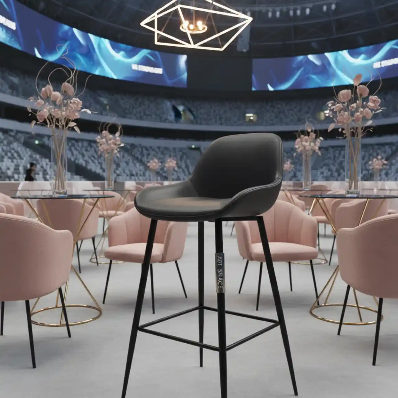 Стул барный черный из экокожи Zeta BK