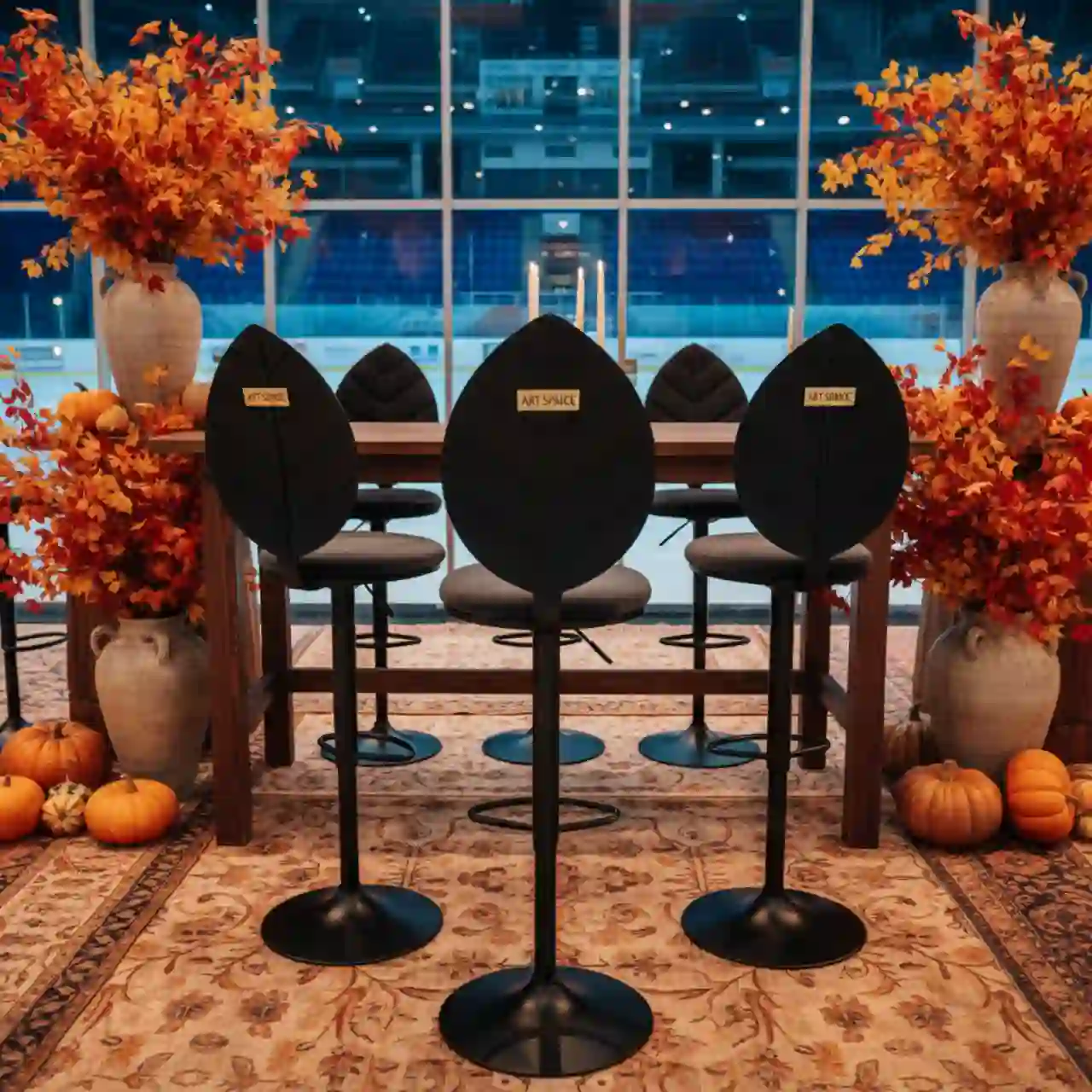 Стул барный черный leaf