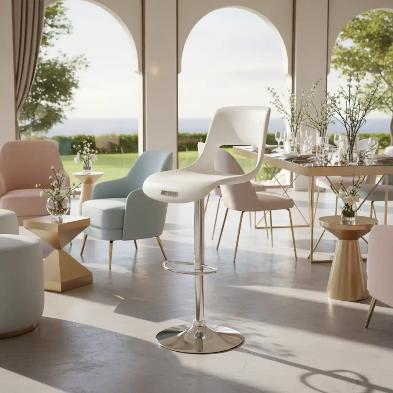 Стул барный Хай Тек белый