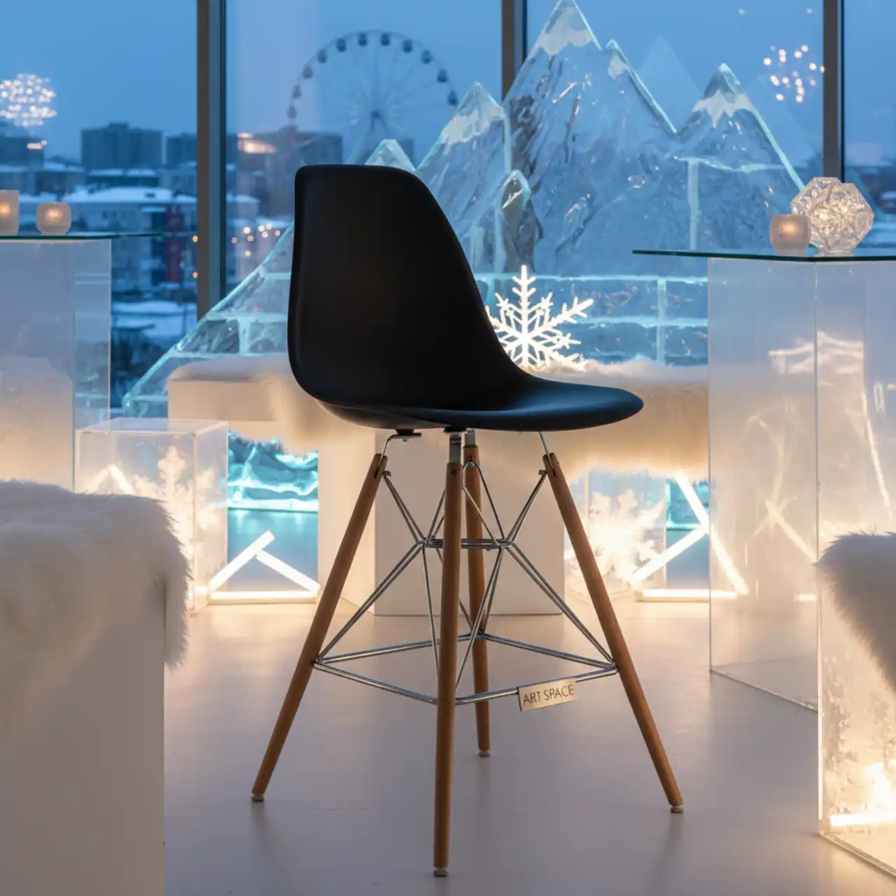 Стул барный черный Eames DSW Butterfly