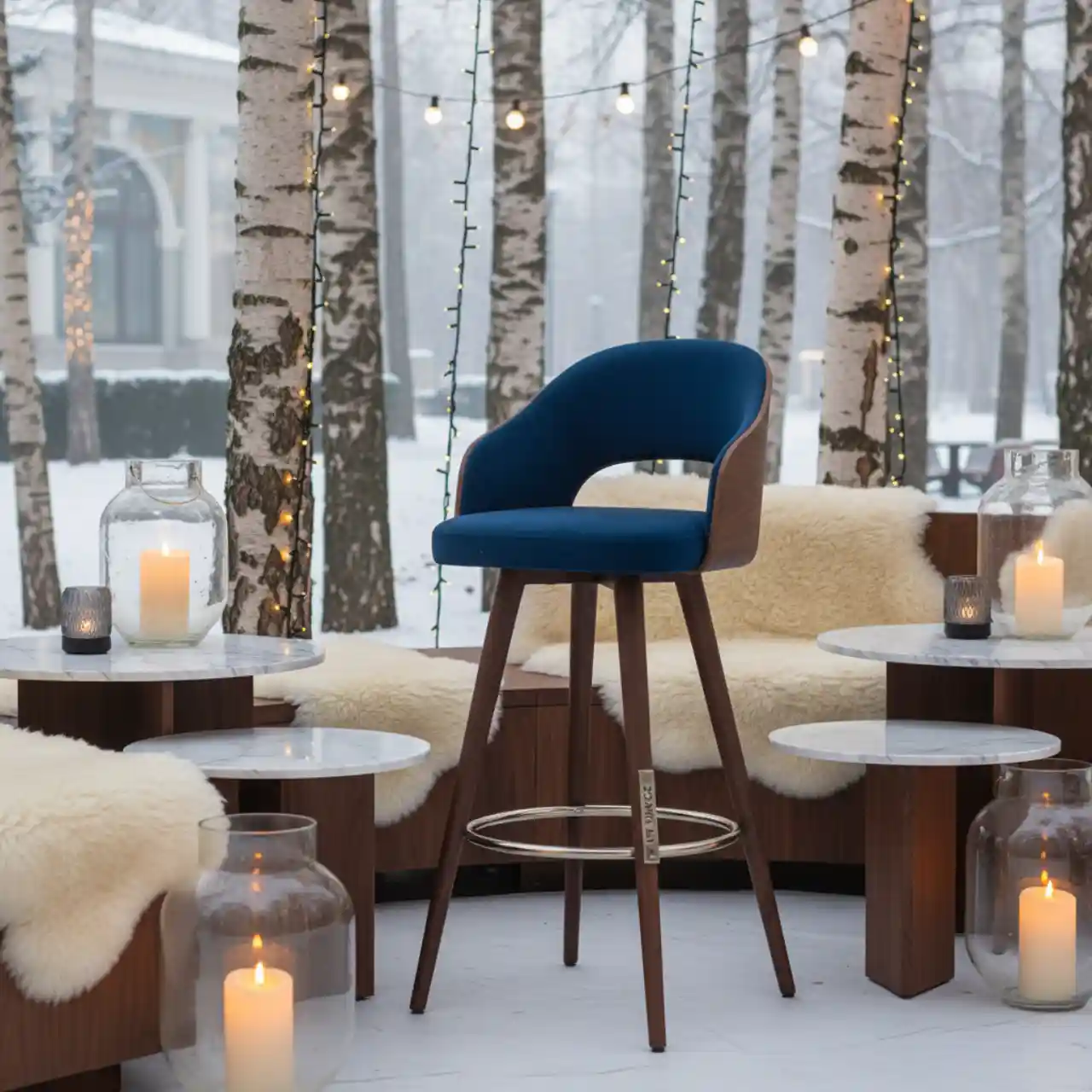 Стул барный Ува L орех синий