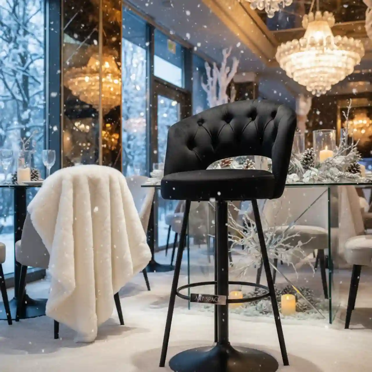 Стул барный чёрный Button