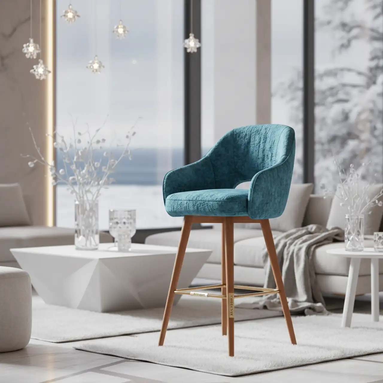 Стул барный ткань бирюзовый Richy