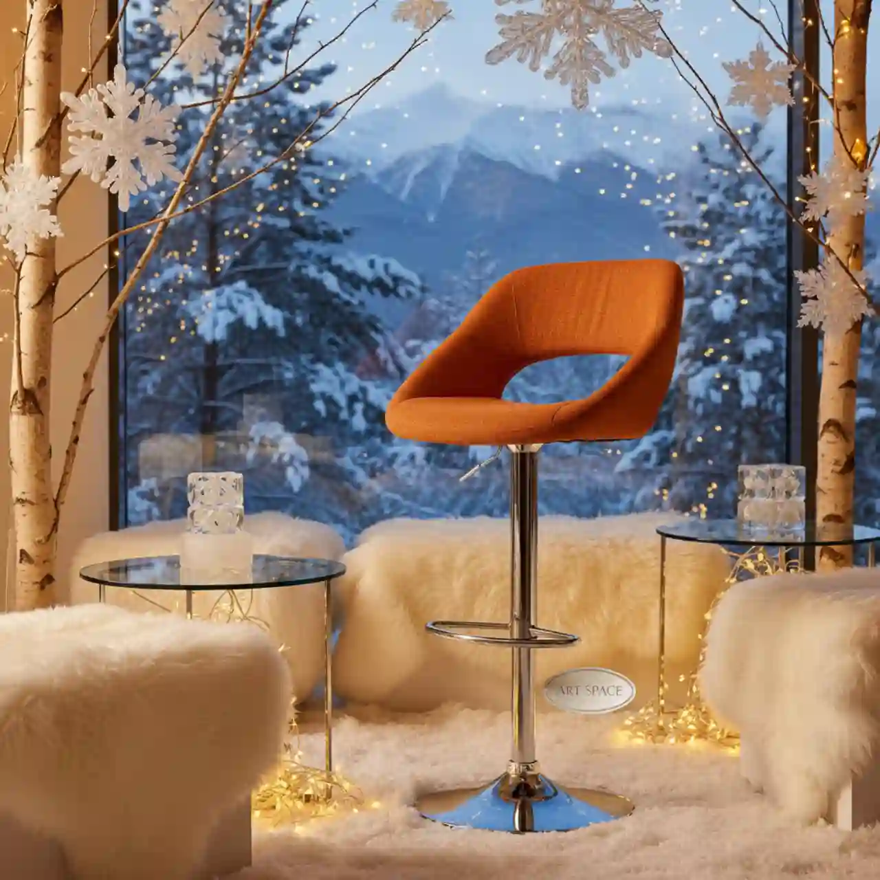 Стул барный ткань оранжевый Signal