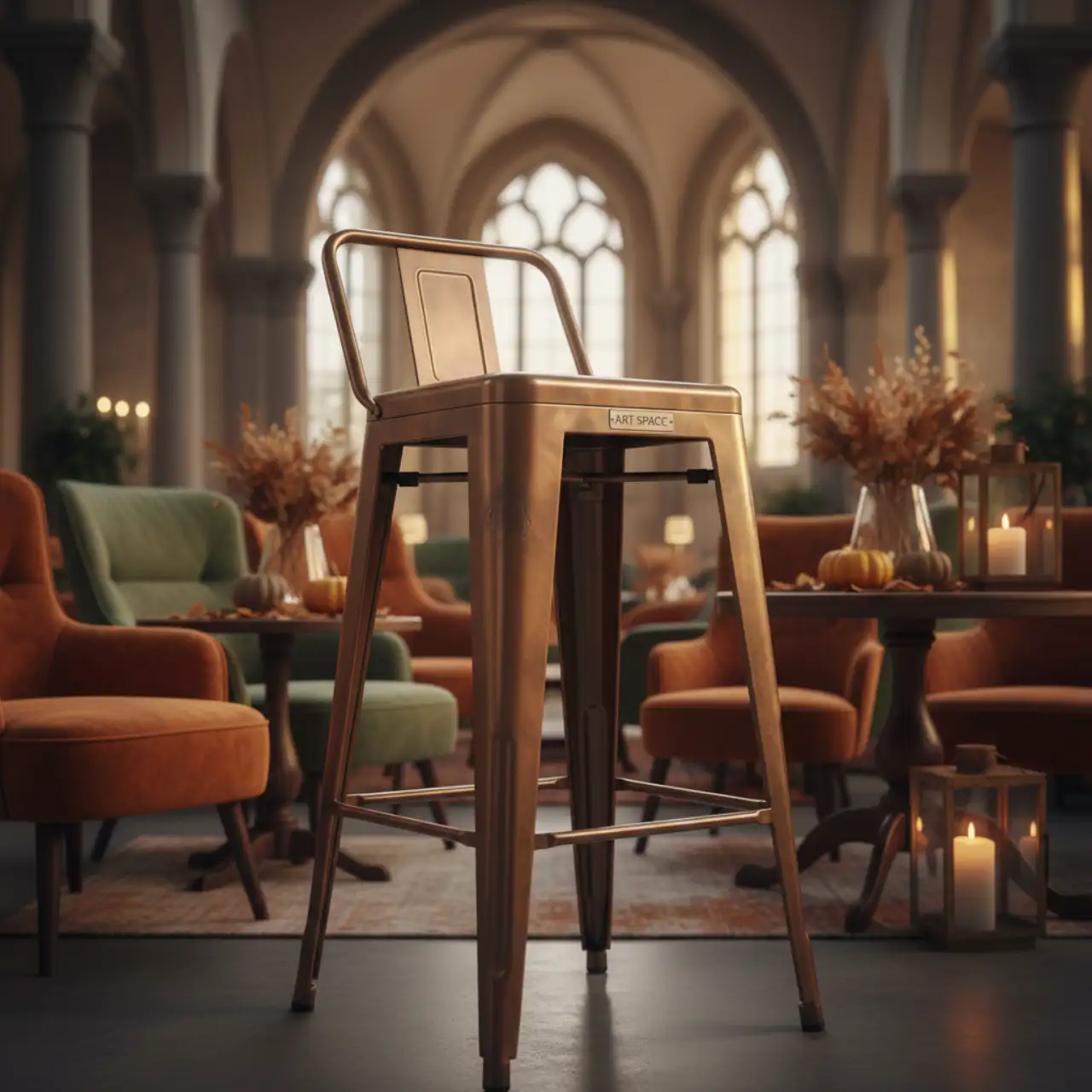 Стул барный со спинкой бронза Tolix