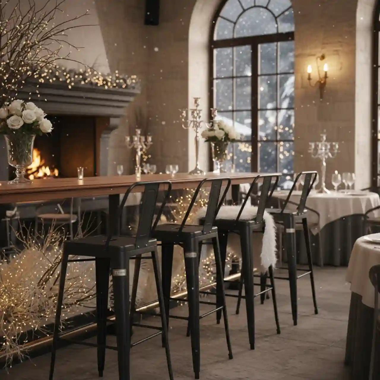 Стул барный со спинкой Tolix черный