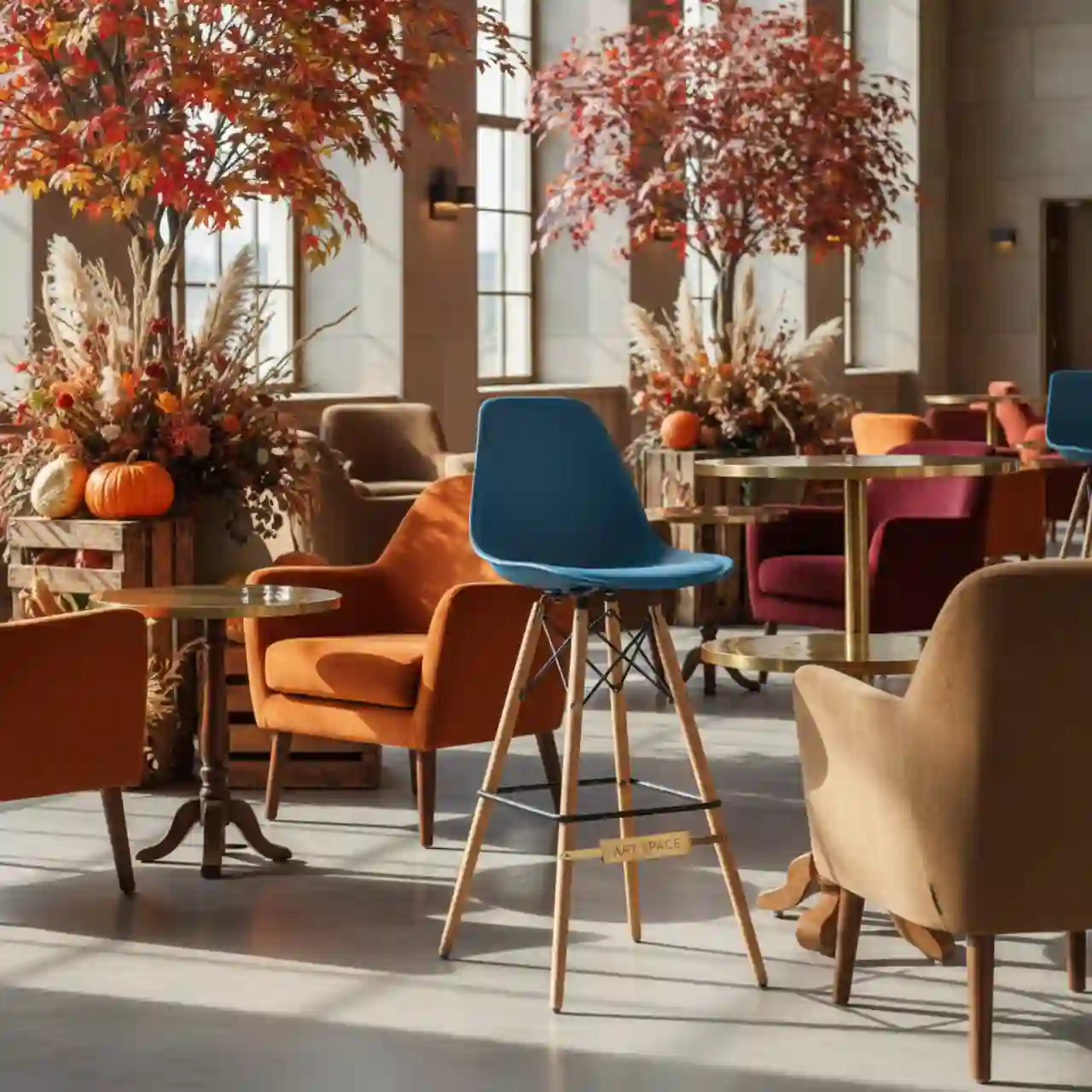 Стул барный синий Eames DSWButterfly