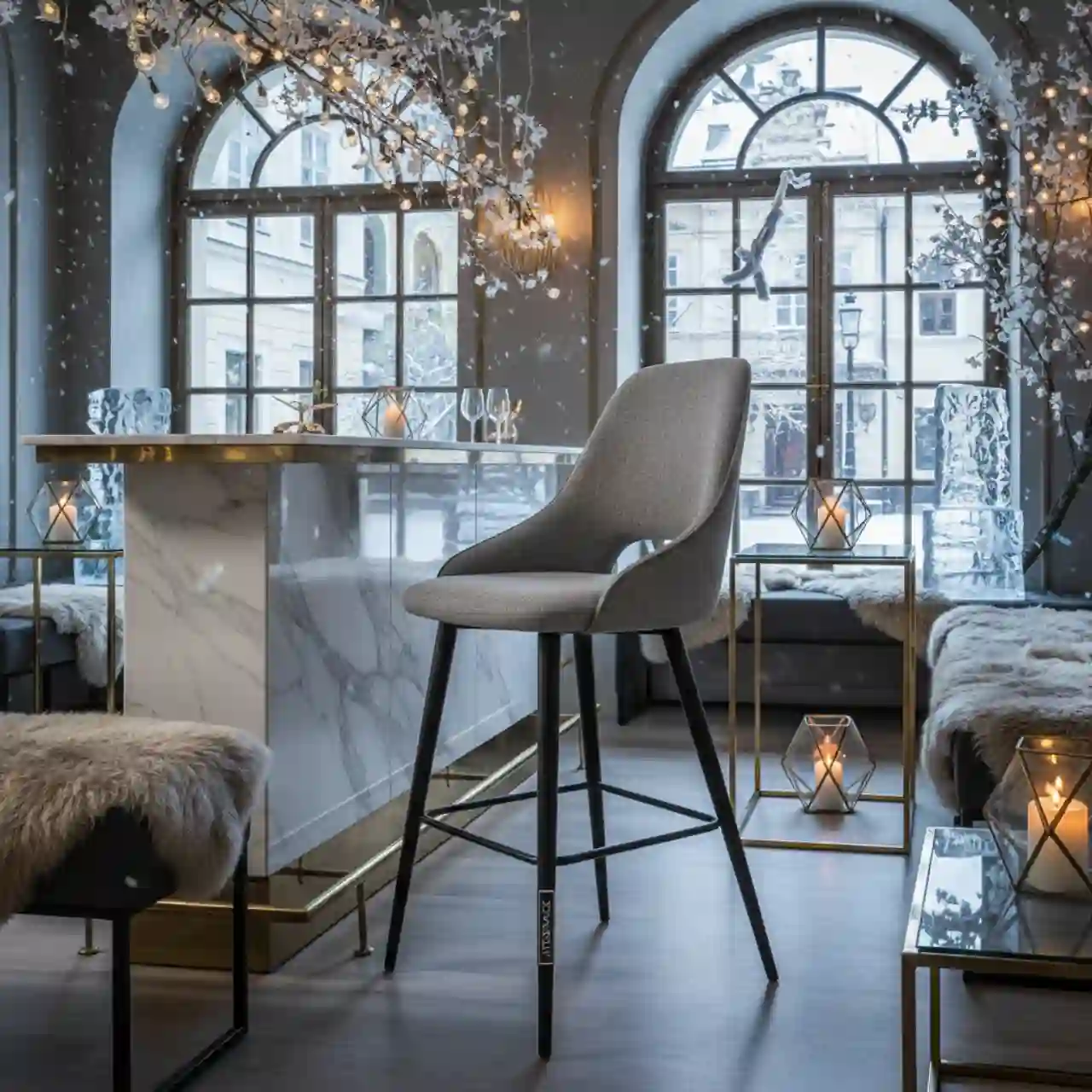 Стул барный серый Джин