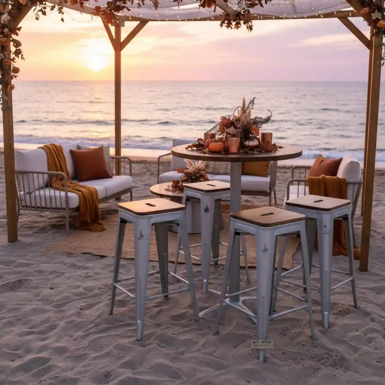 Стул барный серебристый матовый Tolix Wood