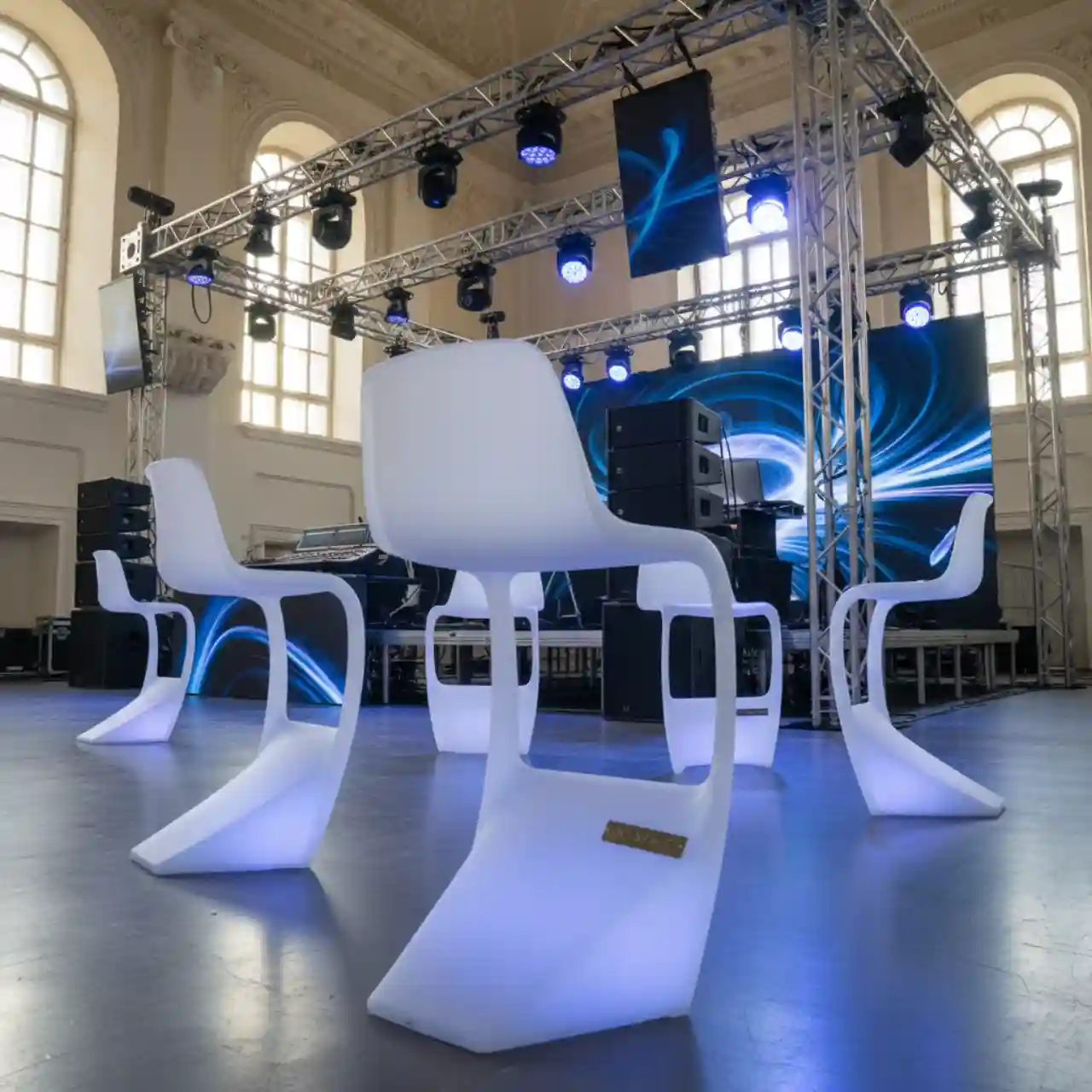 Стул барный пластиковый с LED подсветкой H