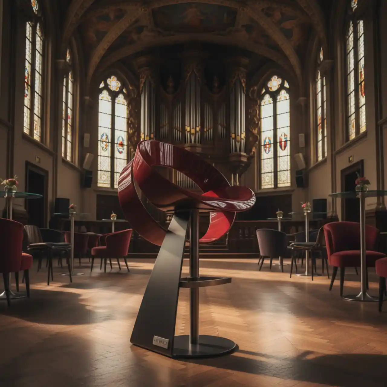 Стул барный ОРБИТА красно черный