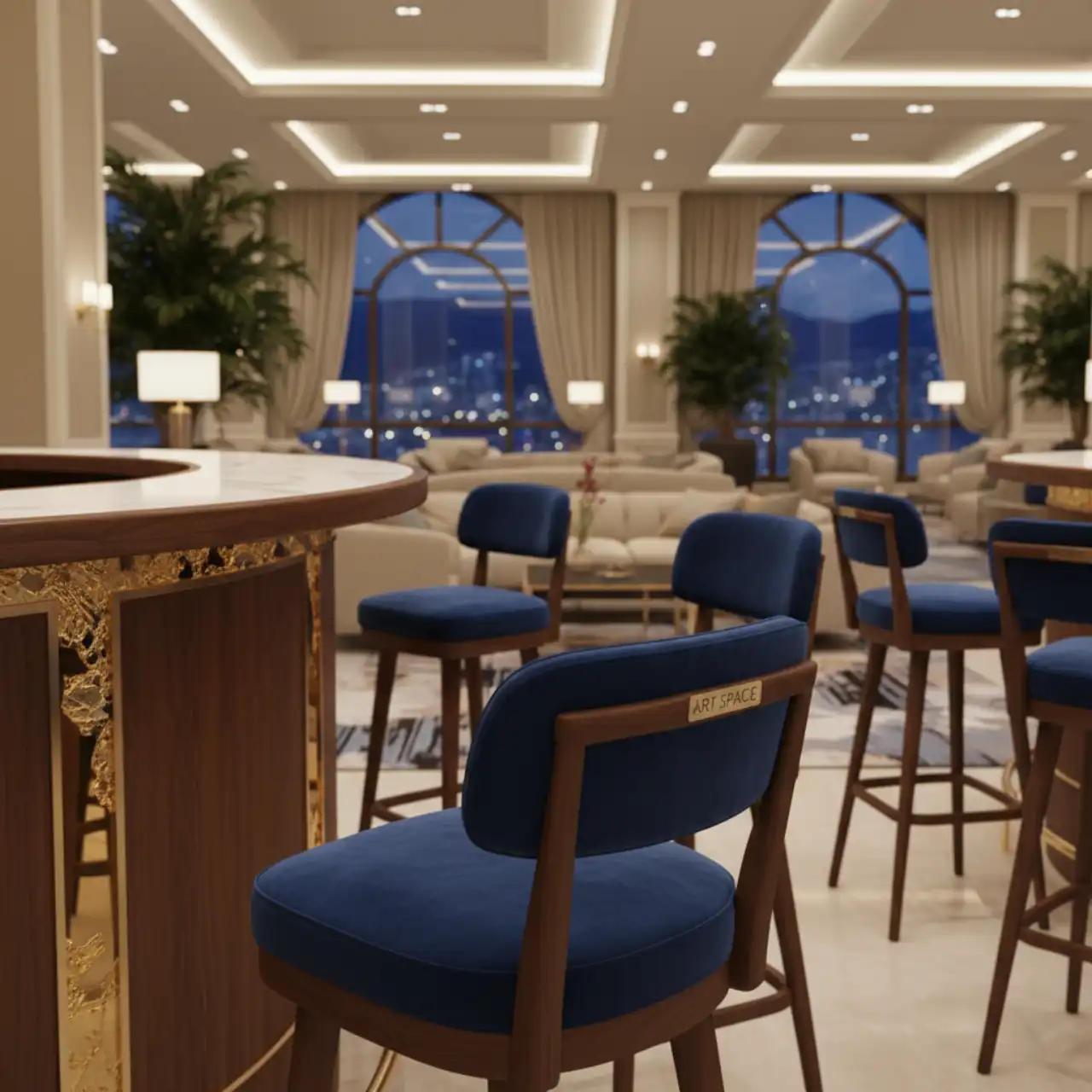 Стул барный орех синий Ува L