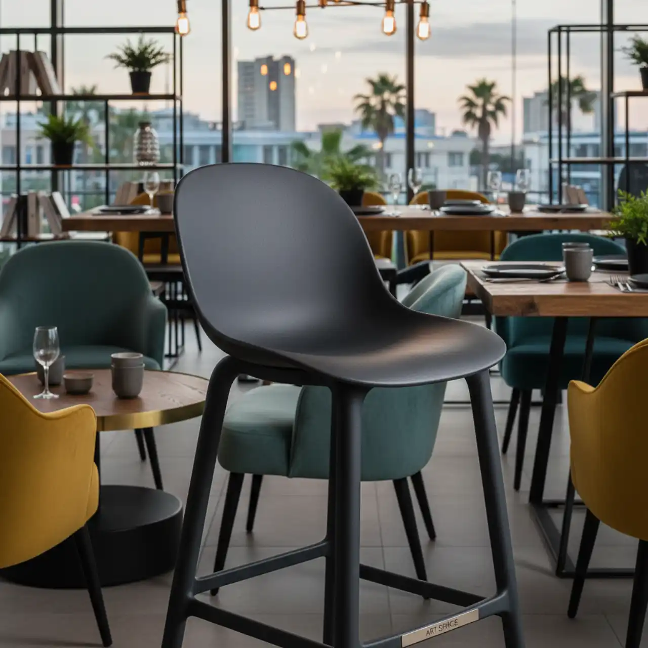 Стул барный пластиковый Divo антрацит