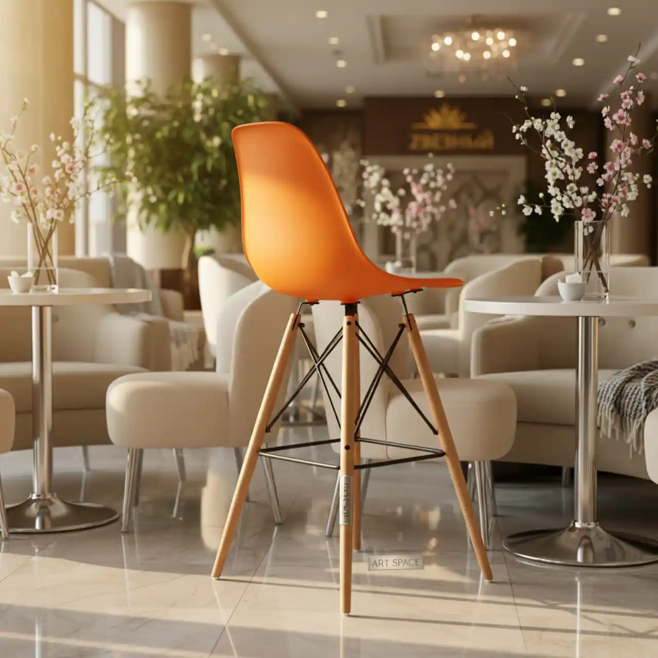 Стул барный оранжевый Eames DSW