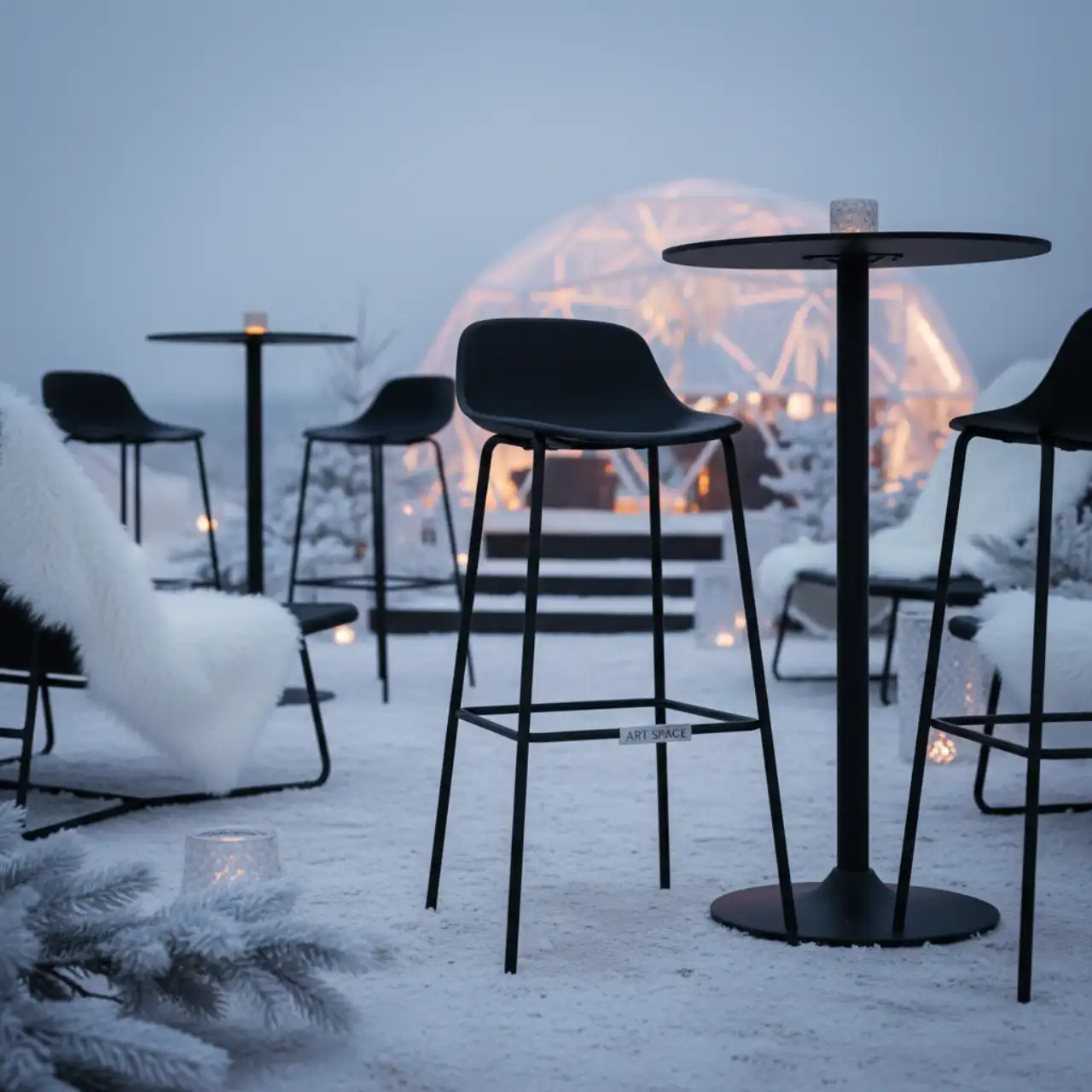 Стул барный пластик металл черный