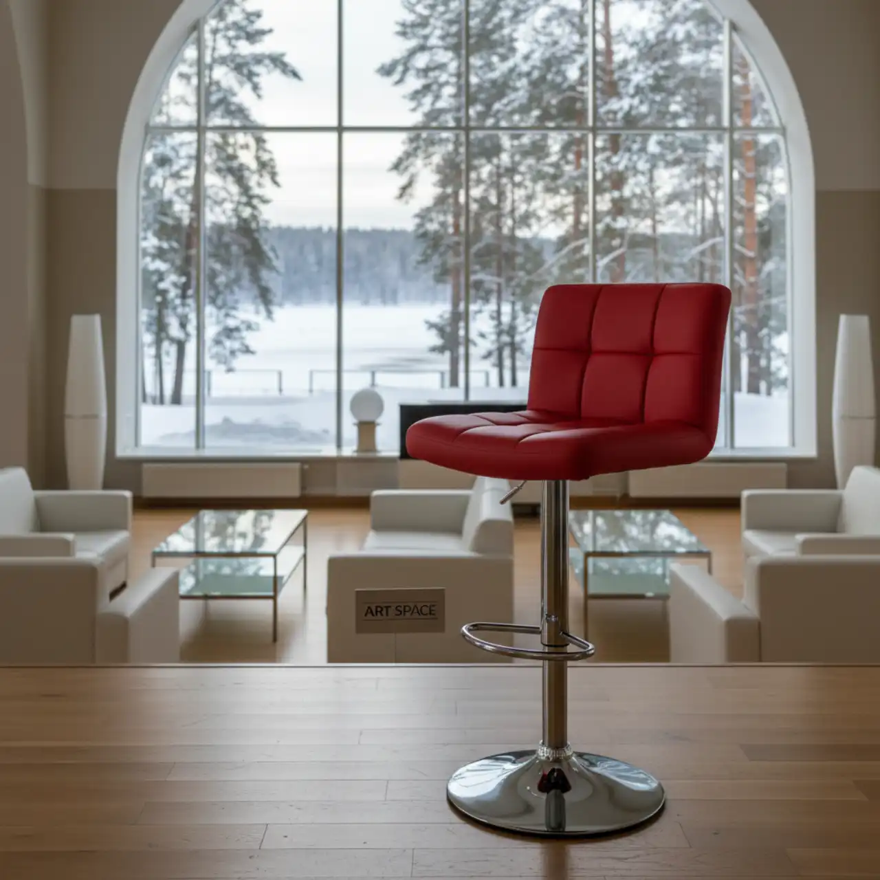 Стул барный красный из экокожи Zeta RD