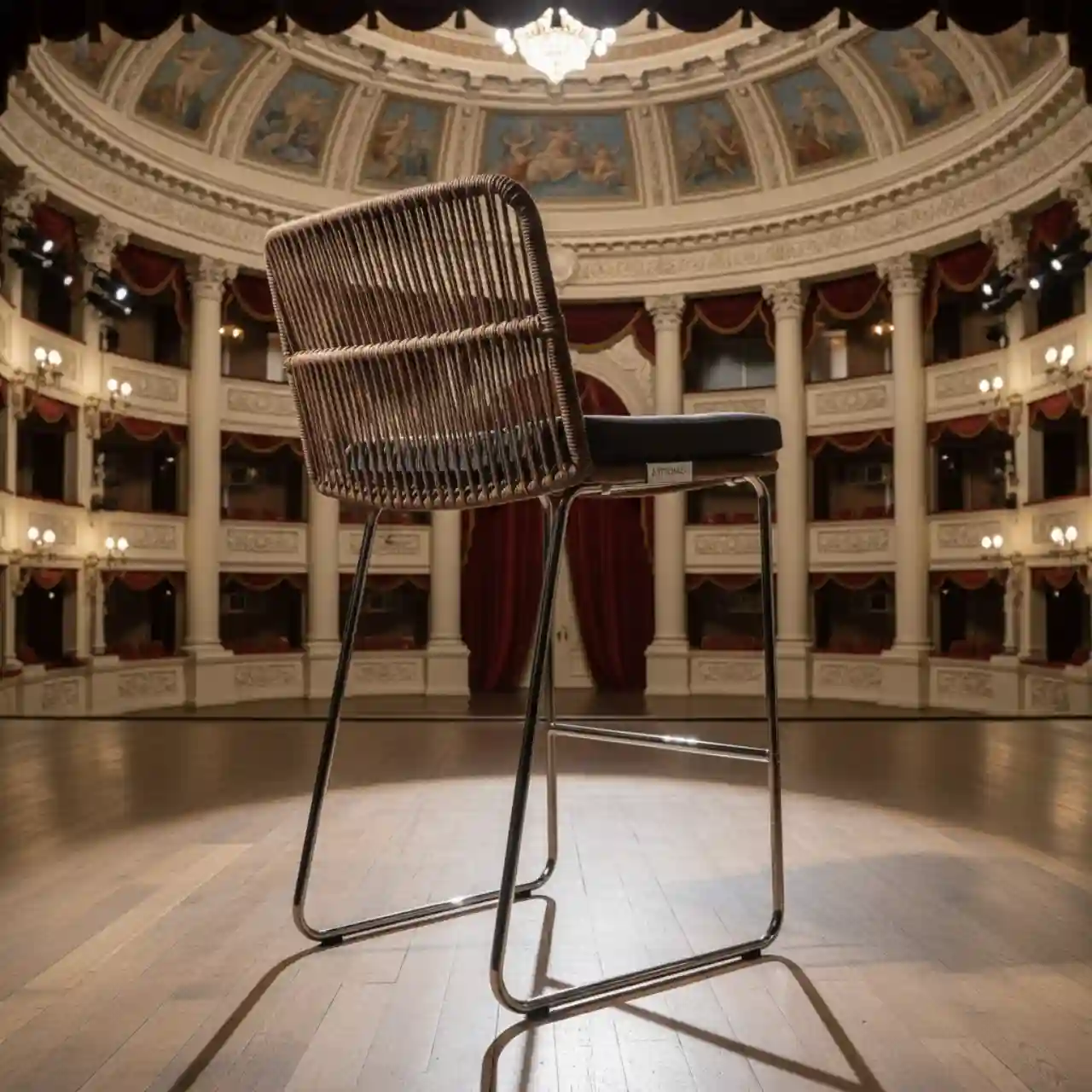 Стул барный Марсель каркас сталь роуп коричневый ткань темно серая