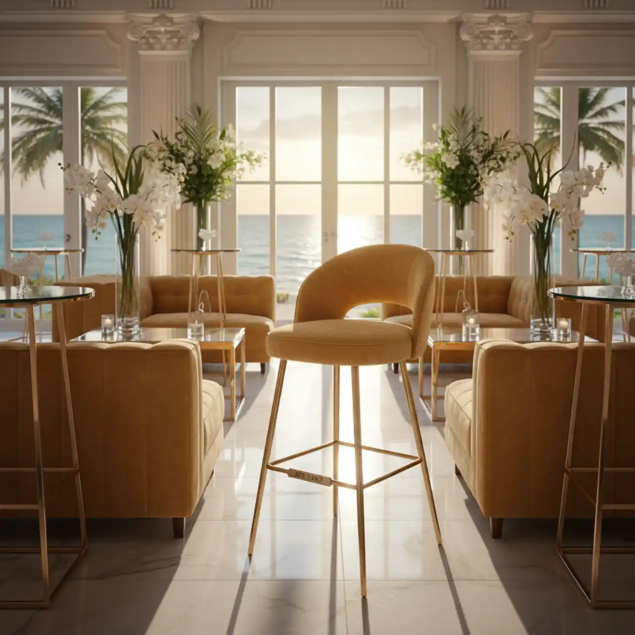 Стул барный Маллин велюр Palermo gold металлические ножки