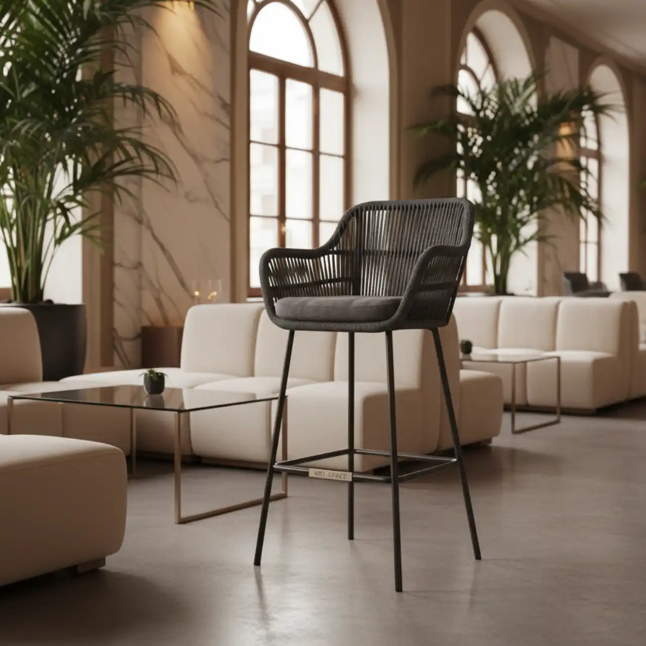 Стул барный из роупа MAR BCH st001 RAL7022 темно серый