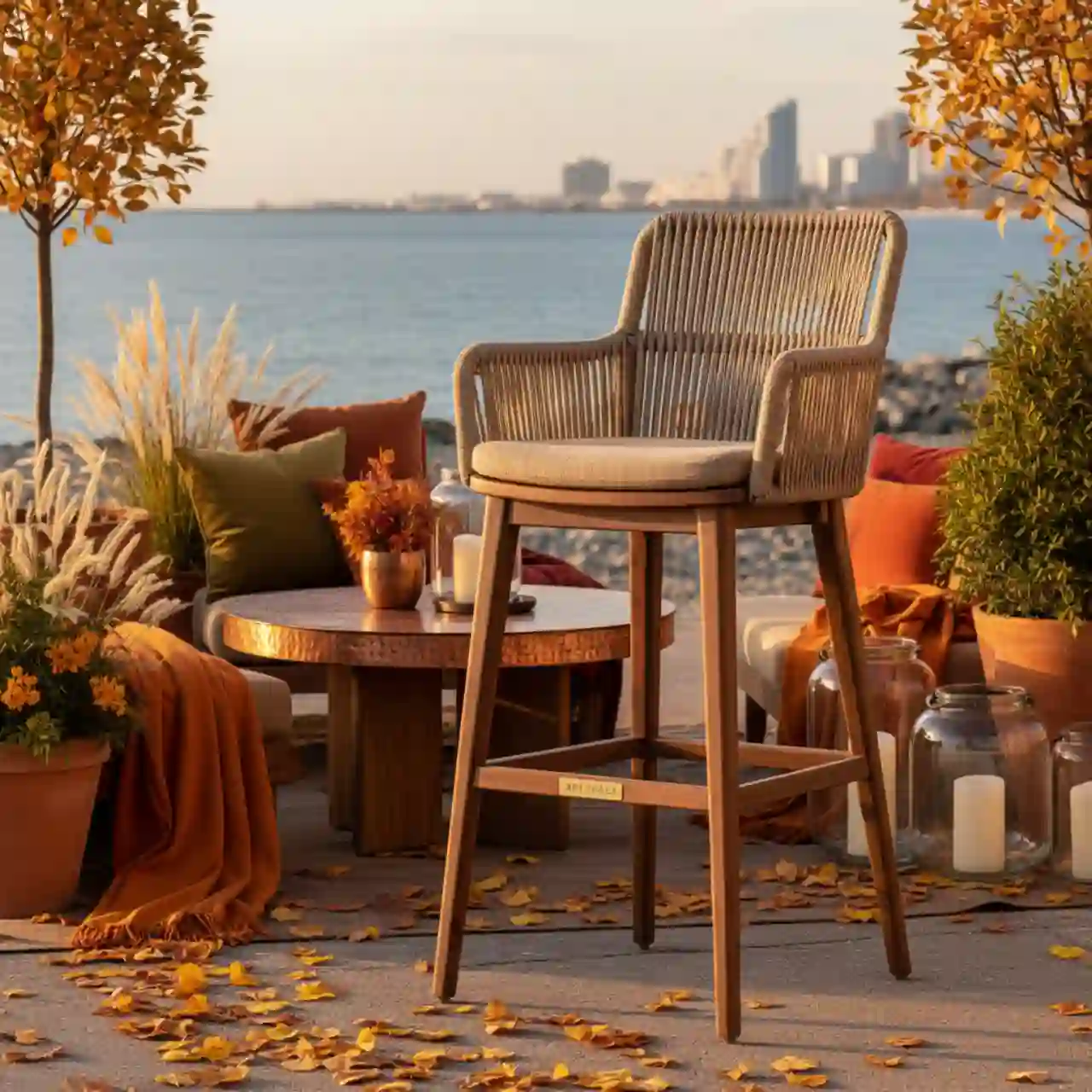 Стул барный из роупа MAR BCH st001 W Mua бежевый