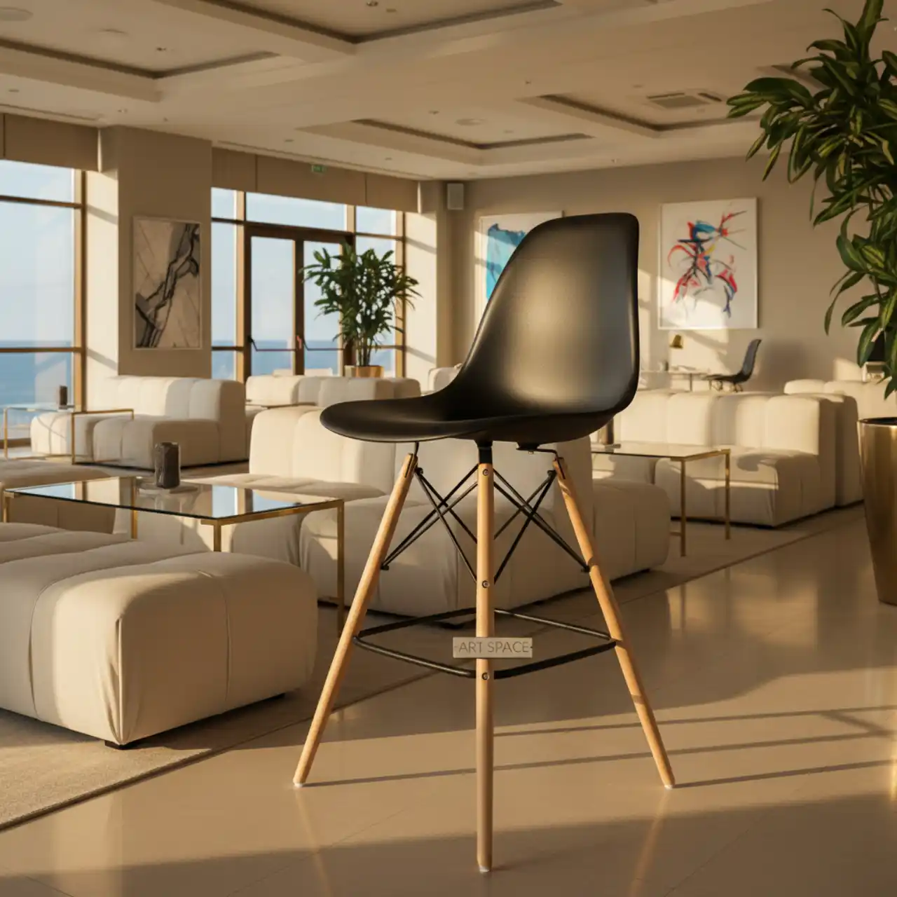 Стул барный дизайнерский Eames DSW black