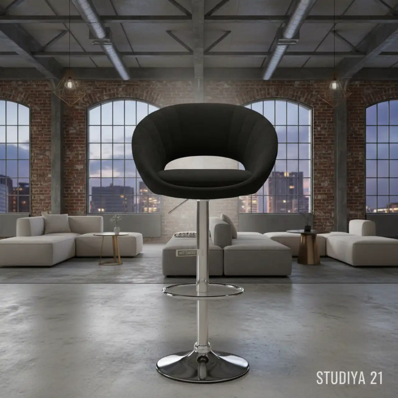 Стул барный для визажиста черный