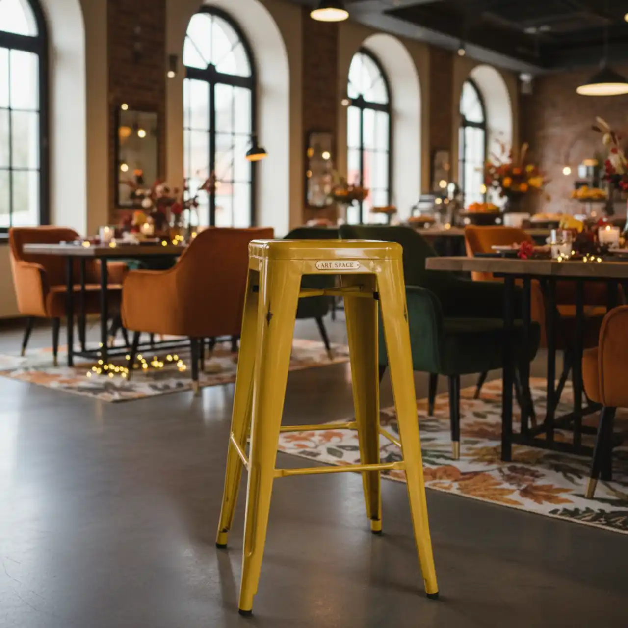 Стул барный желтый глянцевый Tolix