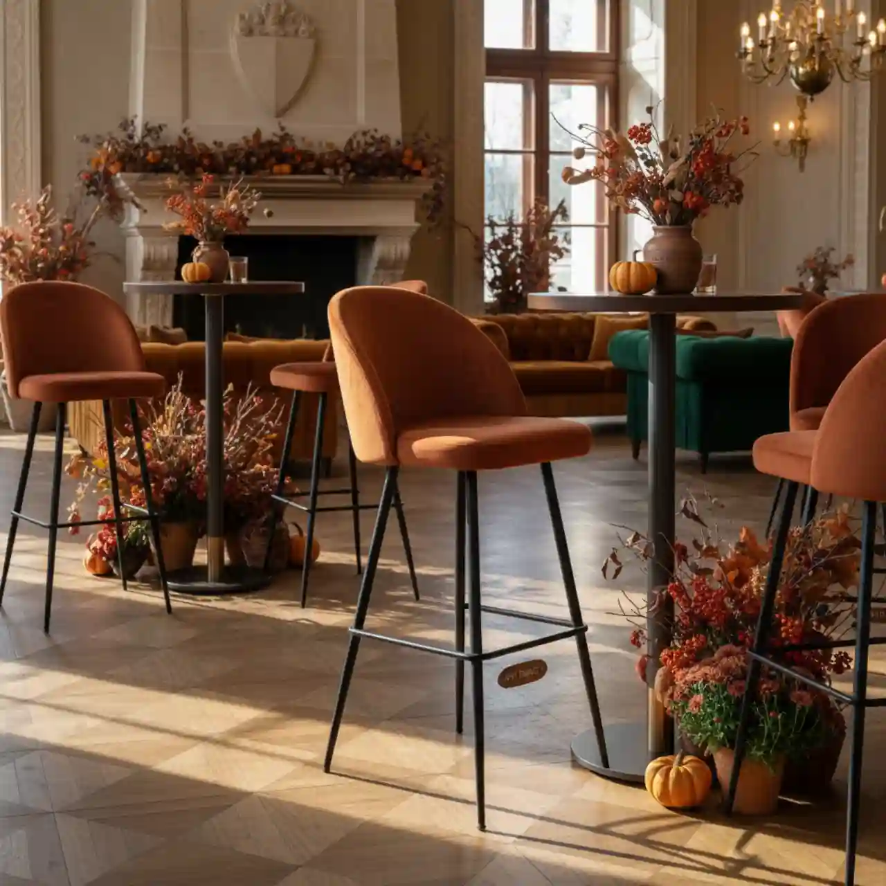 Стул барный велюр Zenit металл RAL Kato