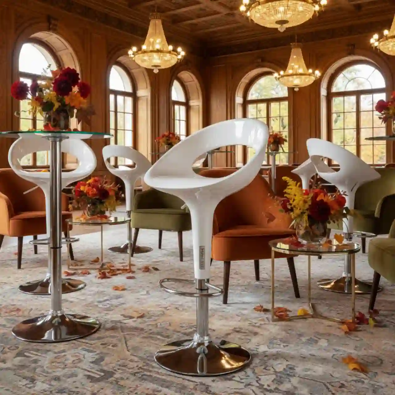 Стул барный белый Hi Tech White