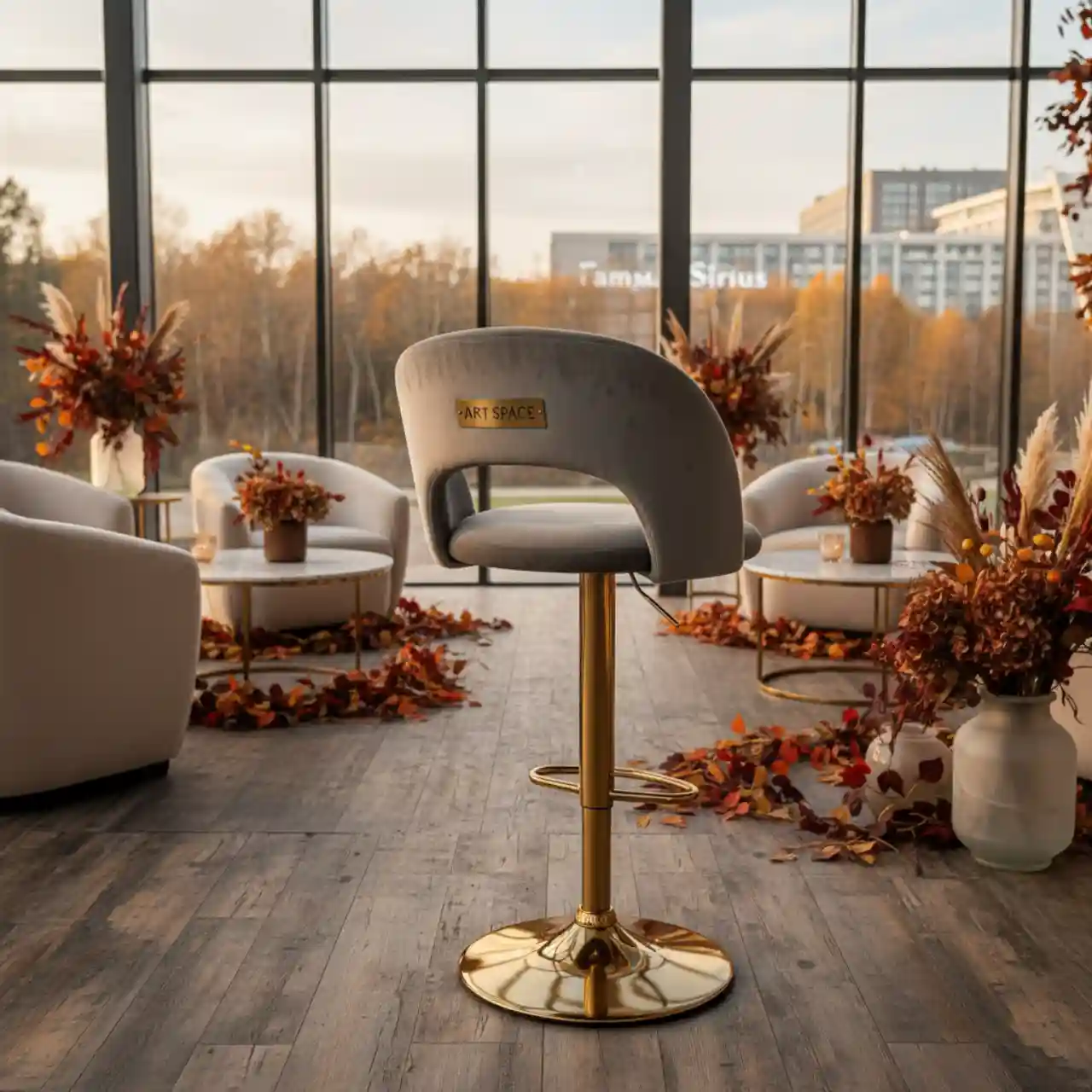 Стул барный велюр серый Флекс