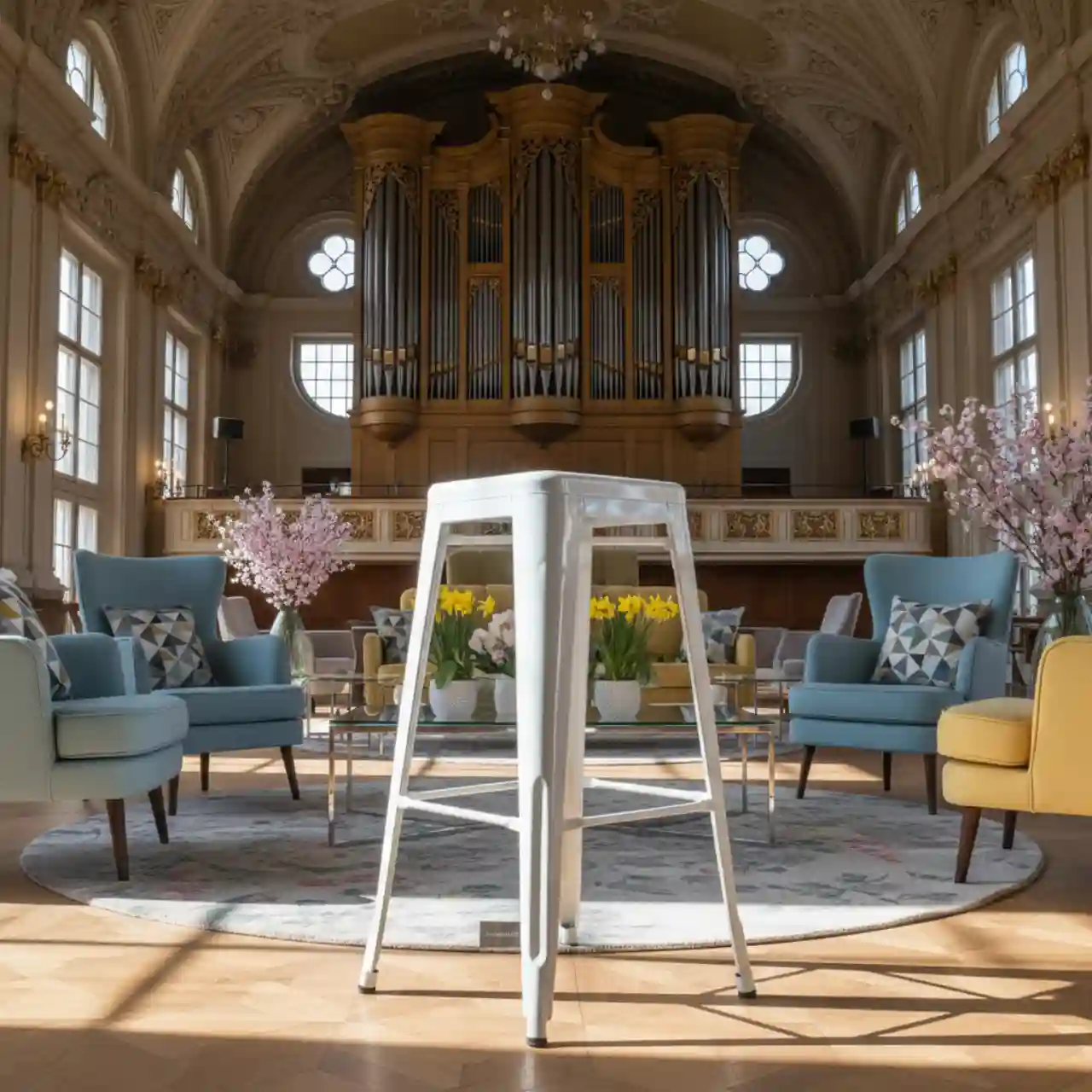 Стул барный белый глянцевый Tolix