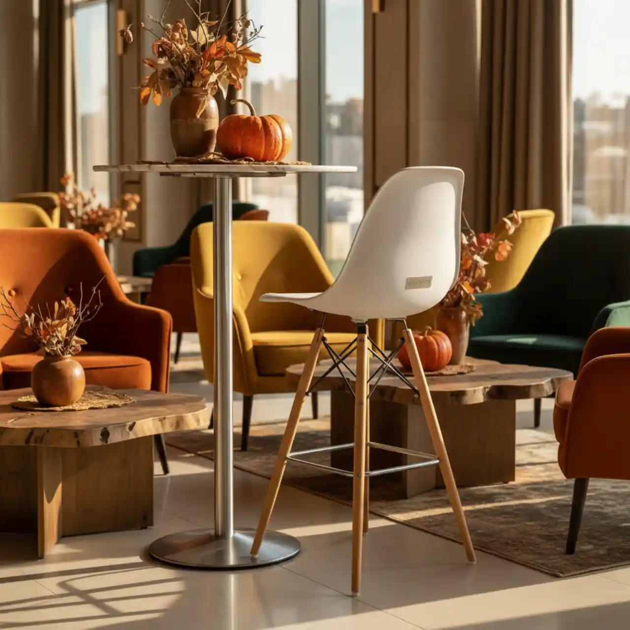 Стул барный белый Eames DSW