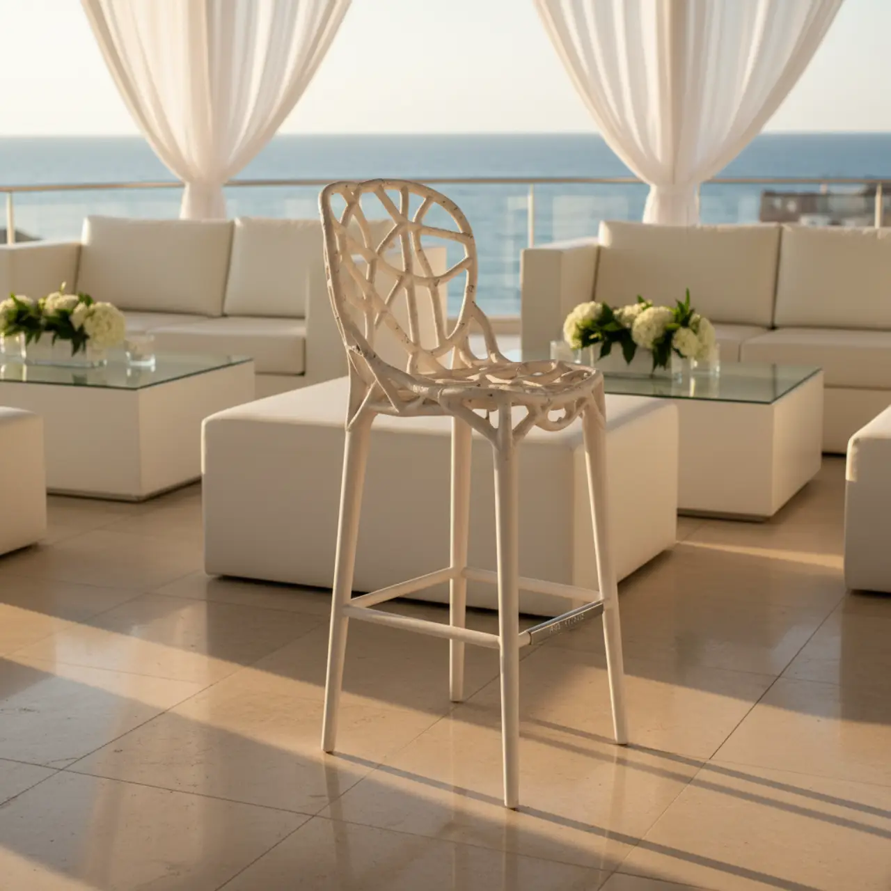 Стул барный белый береза с эффектом Ува S