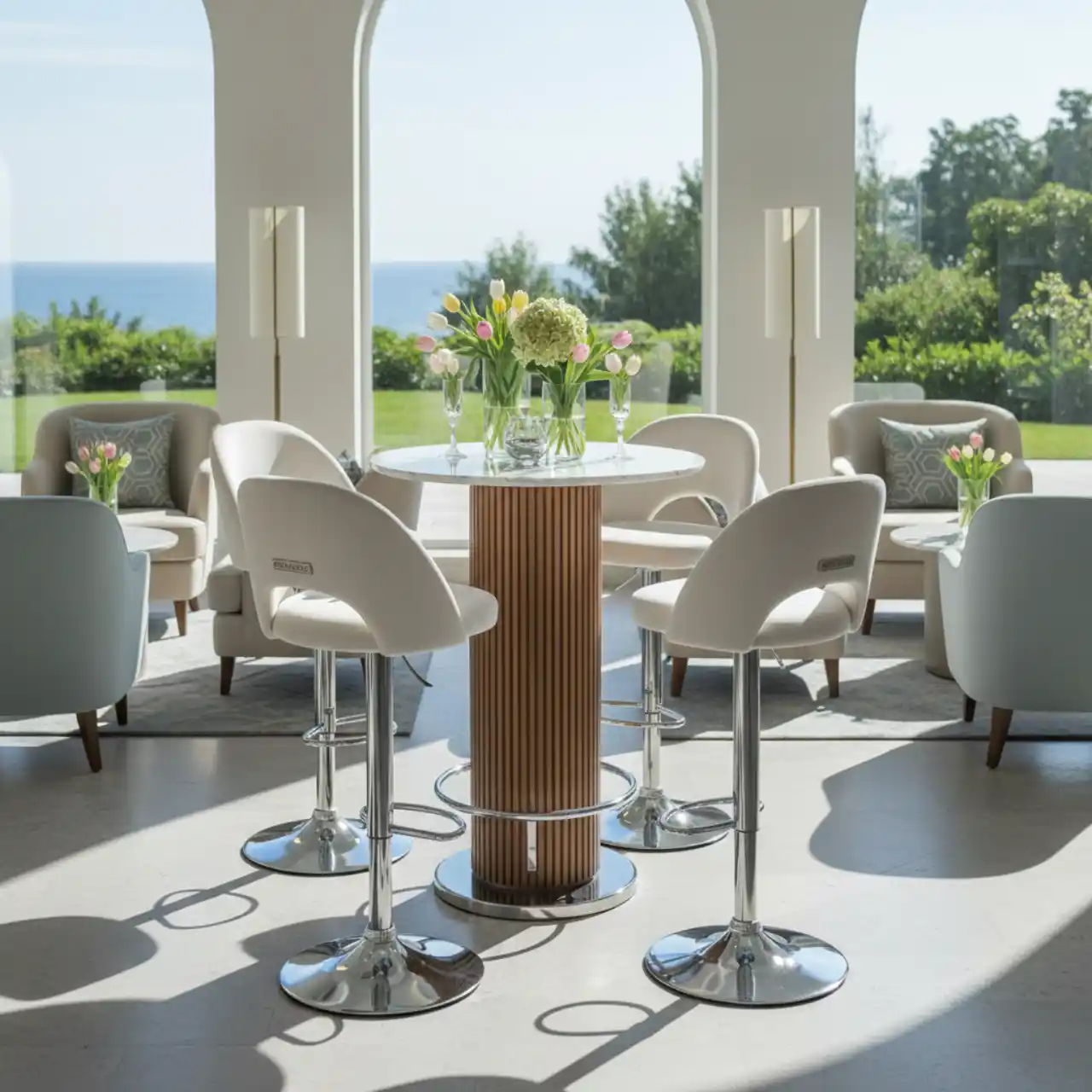 Стул барный белый Button