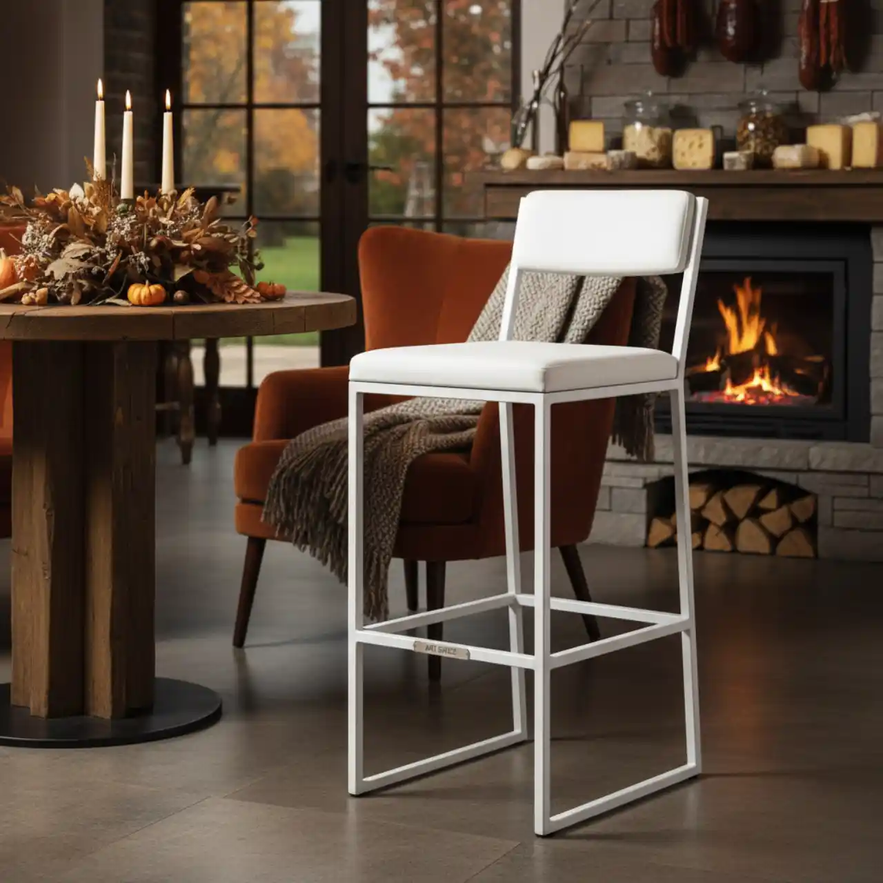Стул барный белый loft