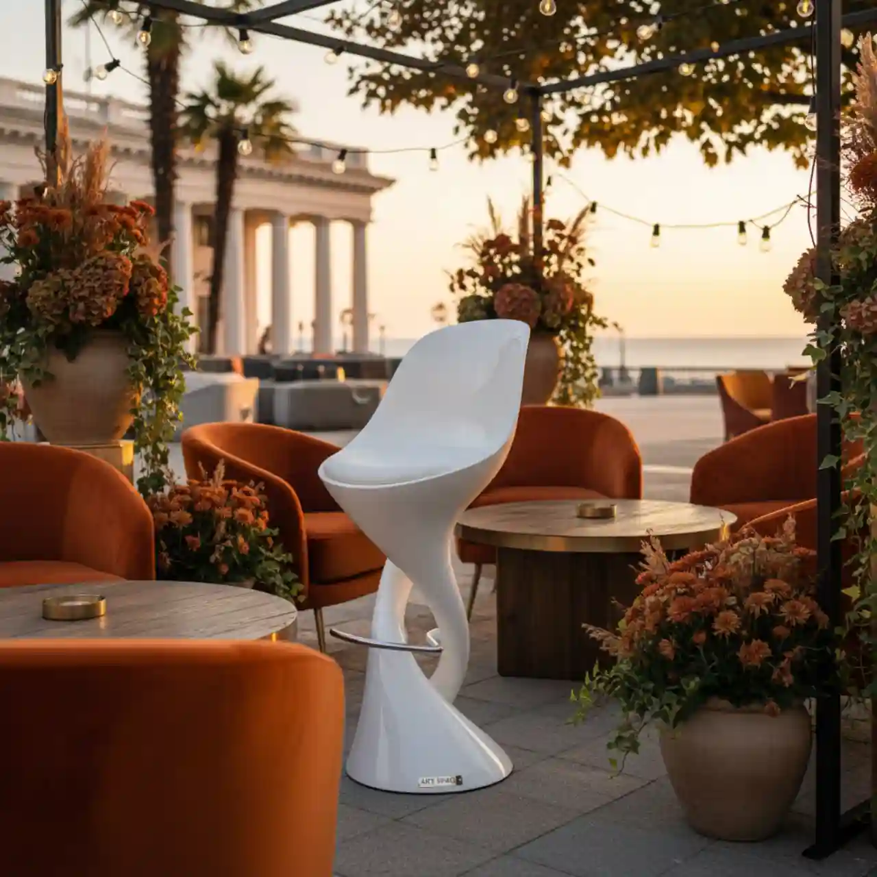 Стул барный белый Leaf