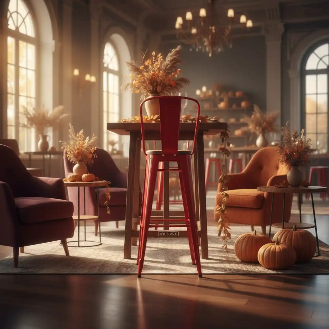 Стул барный Tolix Wood красный глянцевый