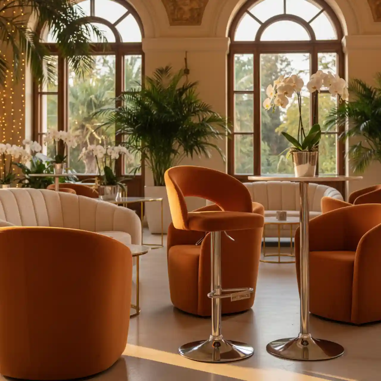 Стул барный Mars оранжевый велюр