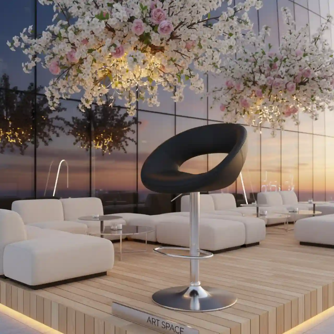 Стул барный Lem из экокожи BK черный