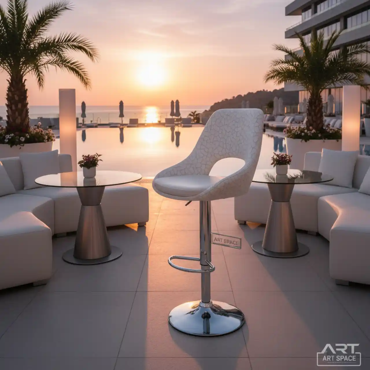 Стул барный Crack белый экокожа WT