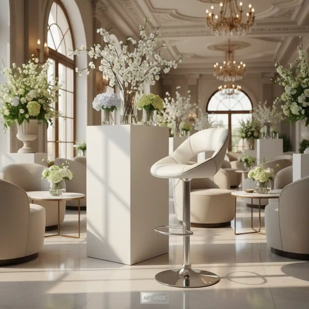 Стул барный Hi Tec белый из экокожи WT