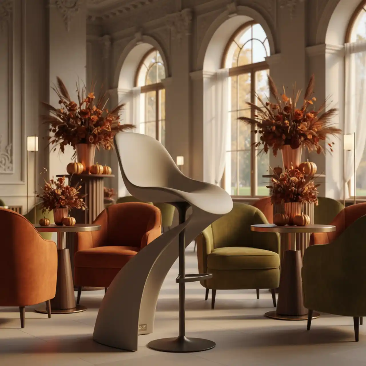 Стул барный Flow RAL серо бежевый