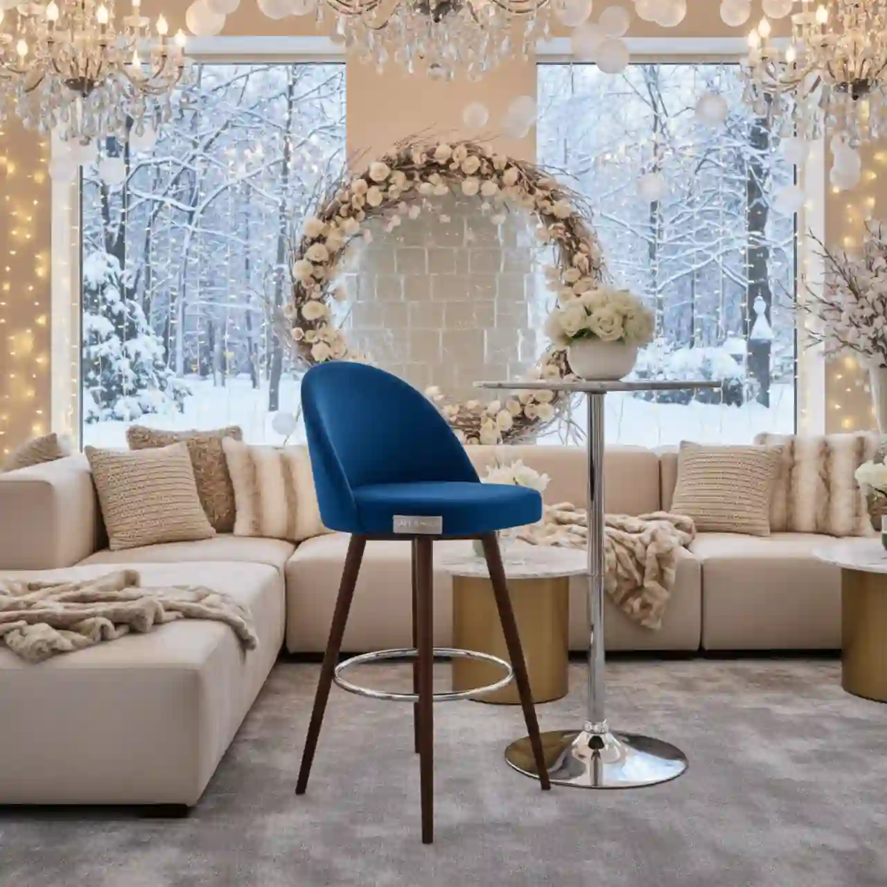 Стул барный Eames синий