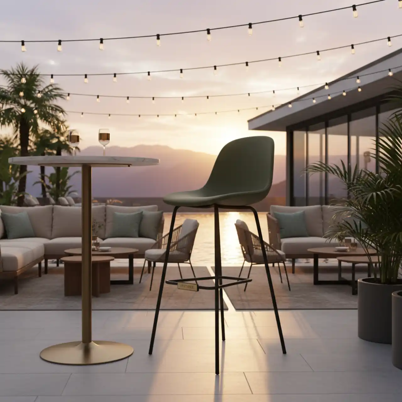 Стул барный Flow оливковый RAL