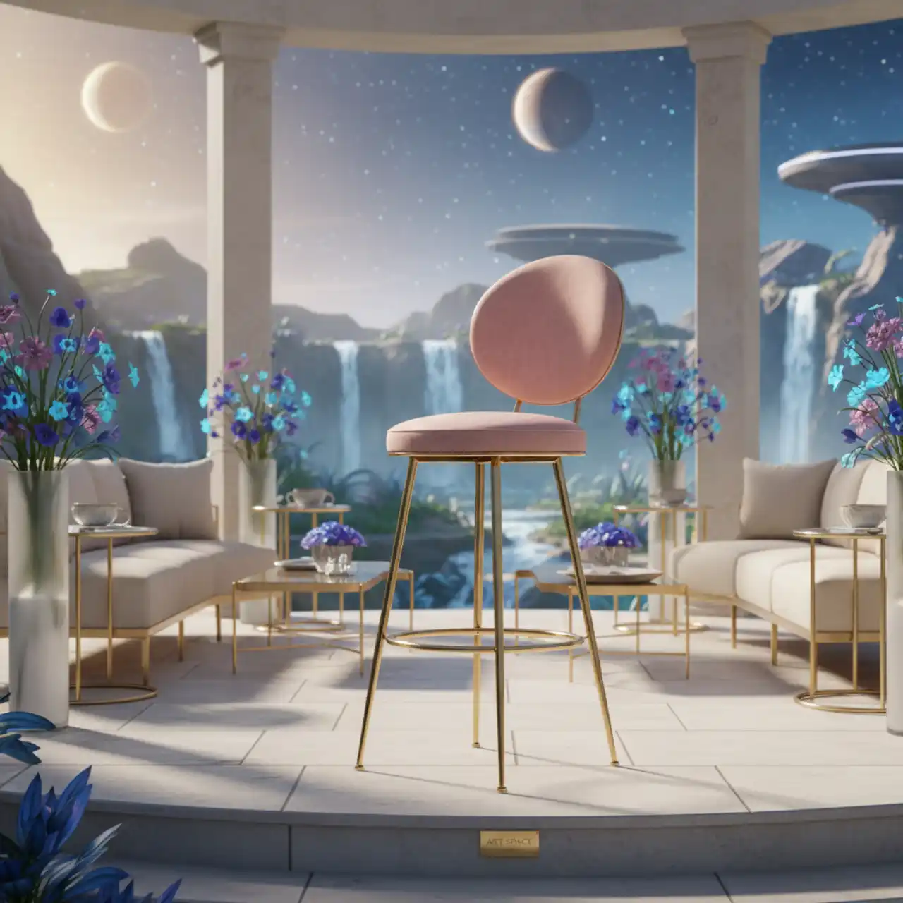 Стул барный Emma gold розовый