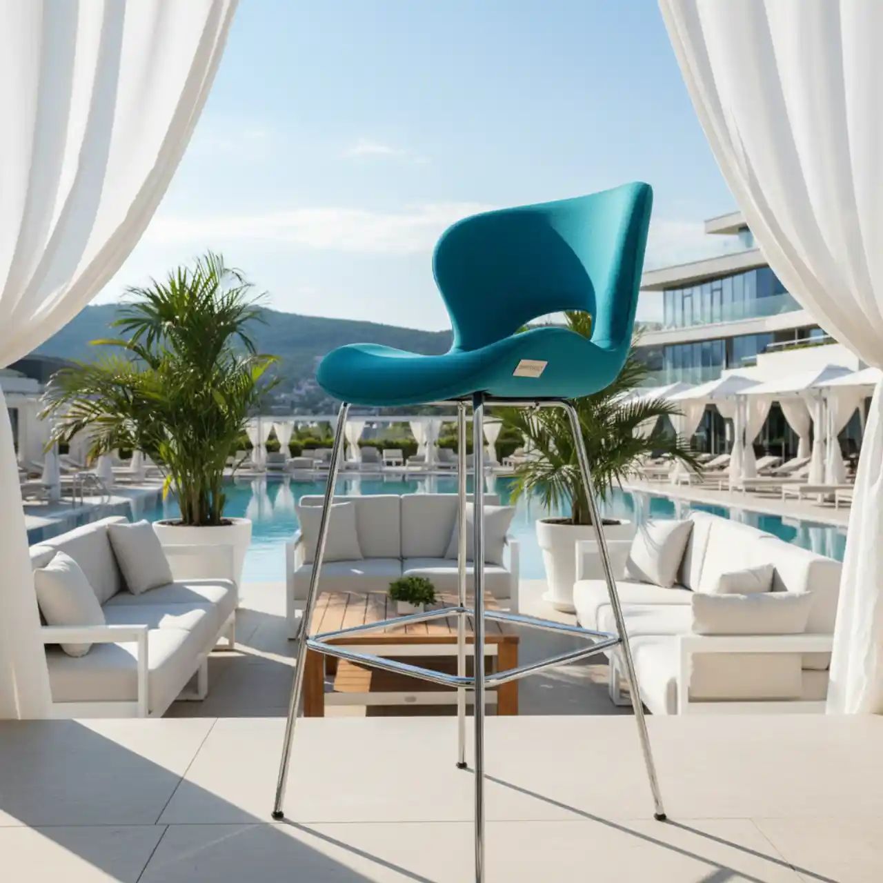 Стул барный Flash ткань бирюзовый