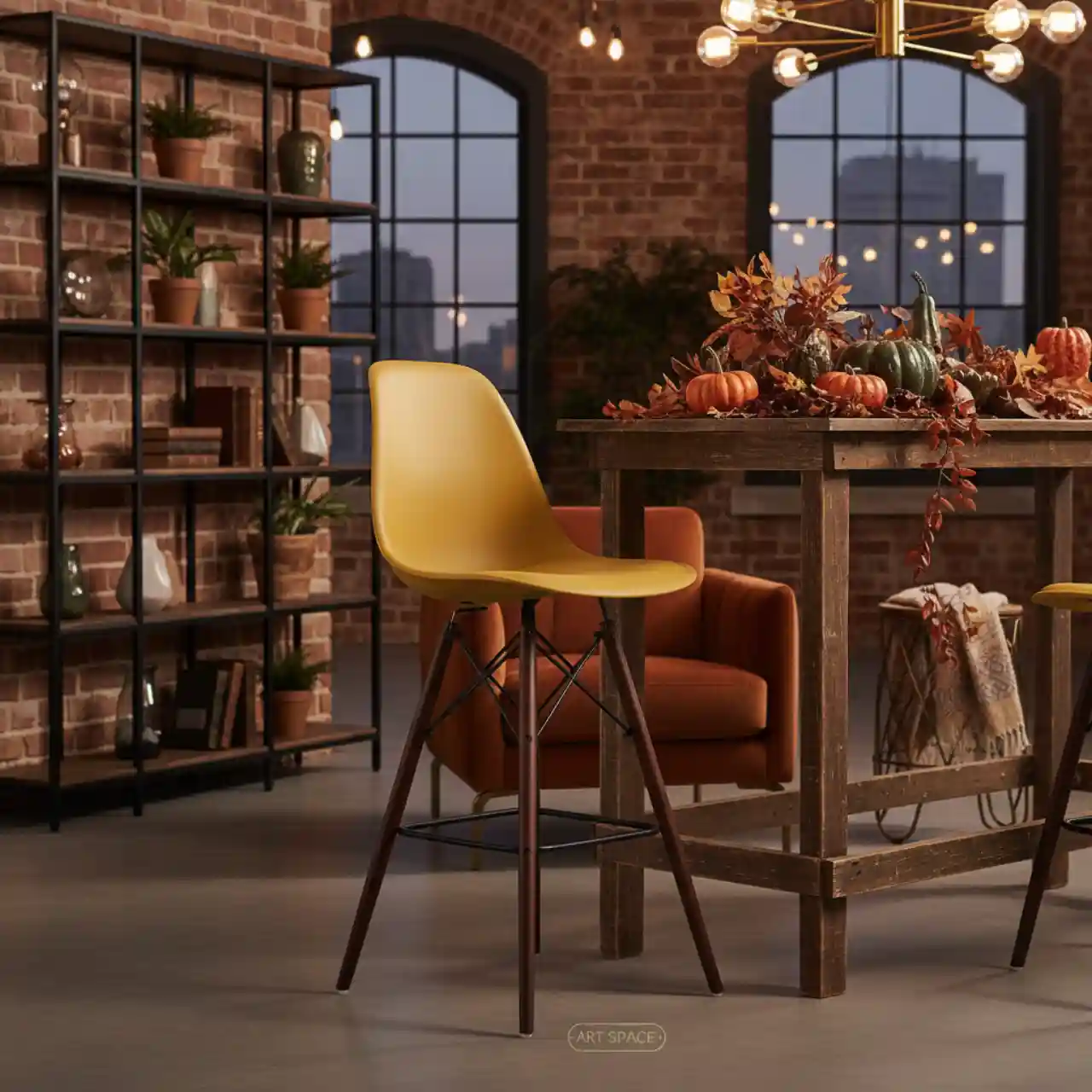 Стул барный Eames желтый