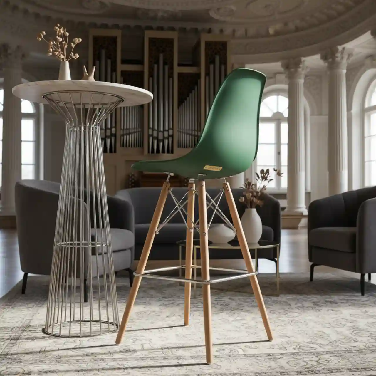 Стул барный Eames зеленый